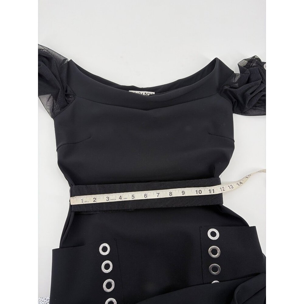 Chiara Boni La Petite Robe Galena Grommet Jersey Cocktail Dress Black Womens M - Picture 8 of 10